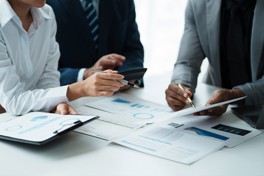 Business documents being reviewed