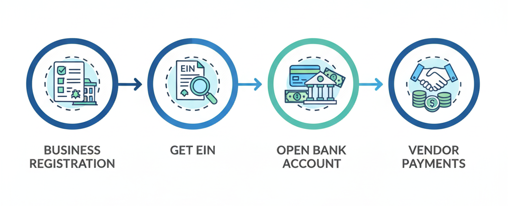 A step-by-step roadmap illustration for building business credit