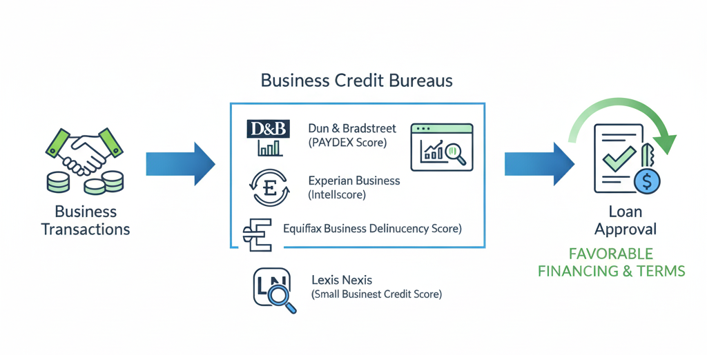 “A visual flow illustration showing how business credit works