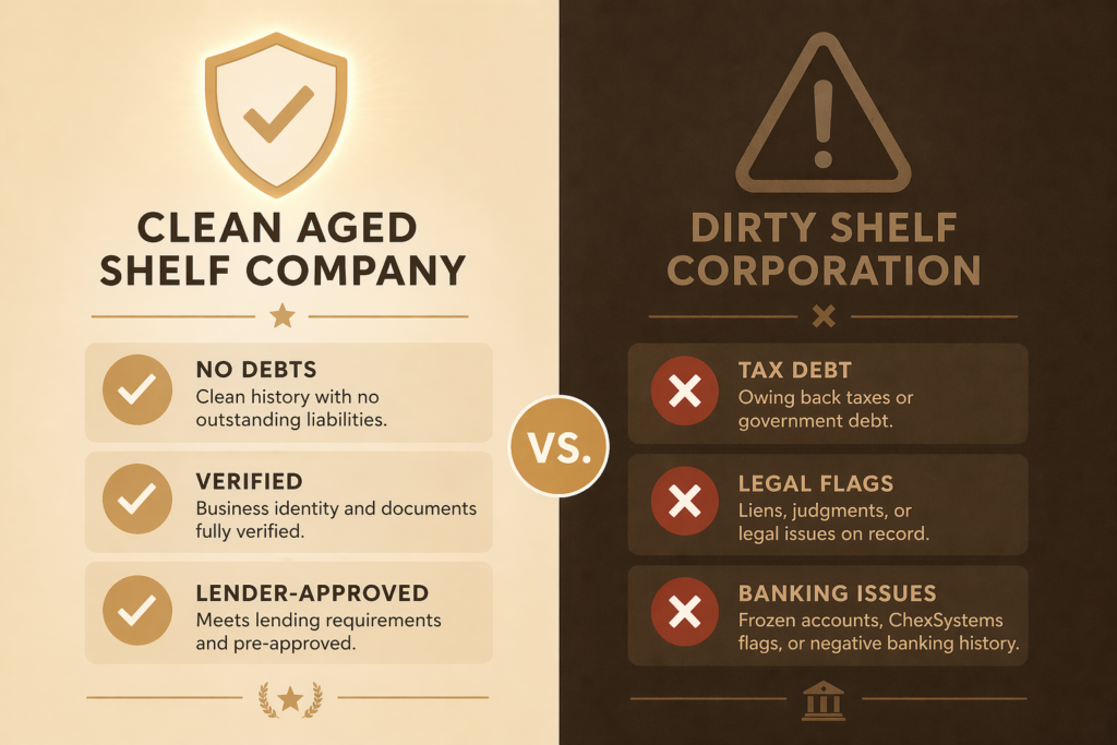 Diff between clean aged shelf and dirty aged shelf corporation