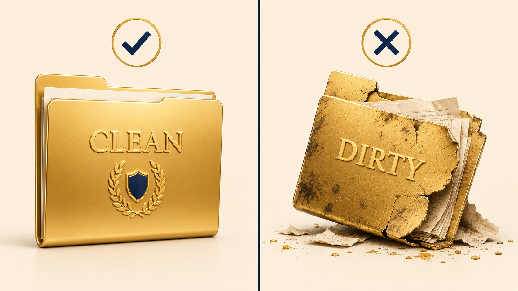Clean vs Dirty files: Side-by-Side Comparison