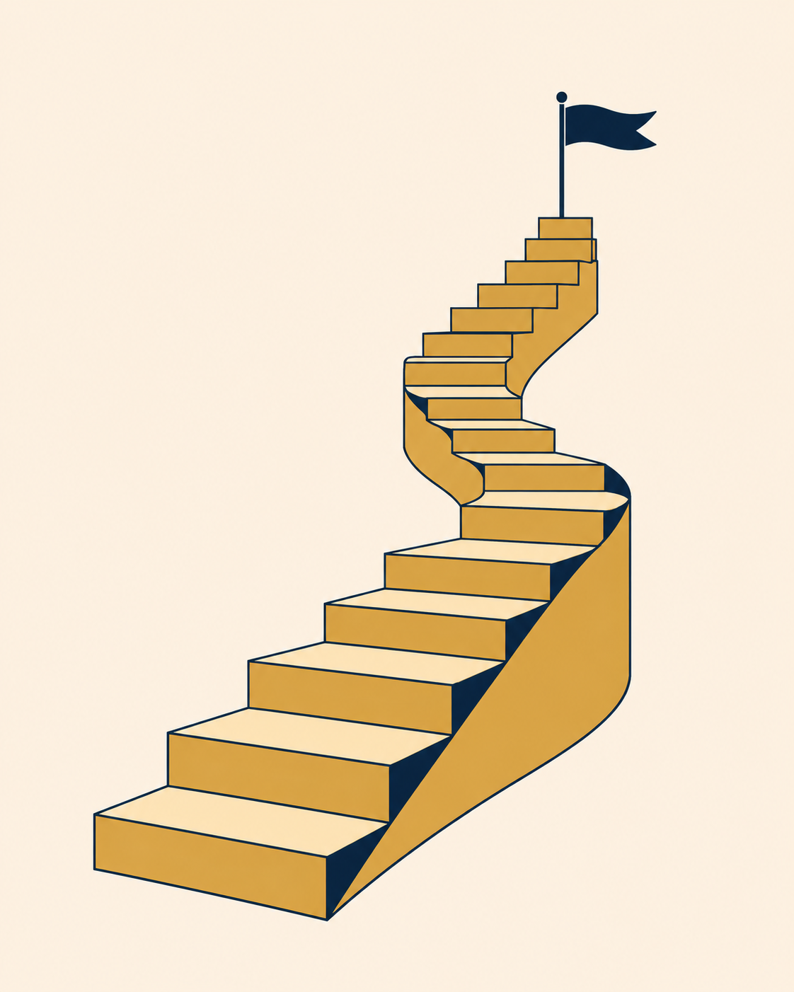 Illustration of an ascending staircase representing the step-by-step sequence for building business credit