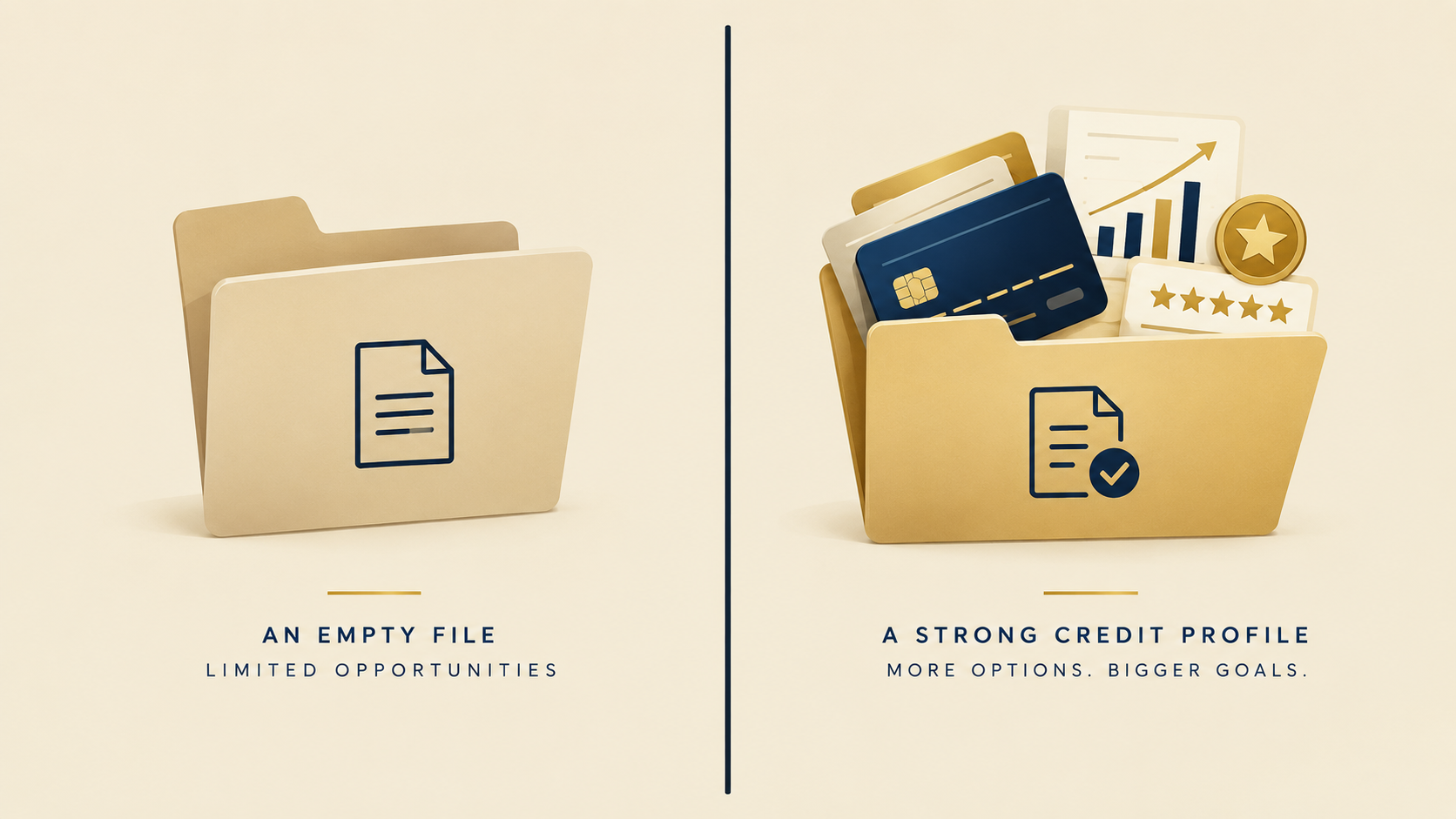 Visual comparison between a clean aged shelf company and one with an established credit profile"