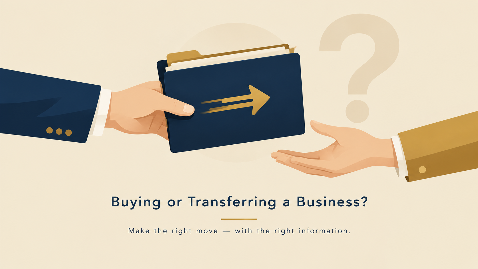 Illustration representing the transfer of business ownership and uncertainty around credit history transfer